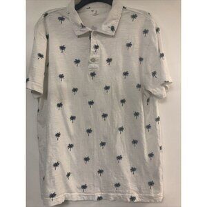 Gap Classic Fit Off White With Palm Trees Short Sleeve Polo Shirt Men's Large